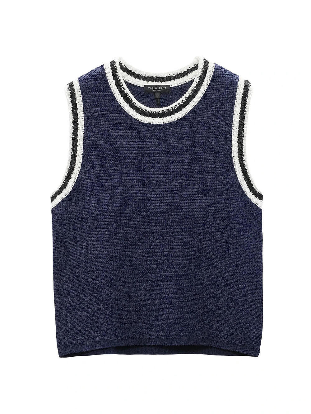 NEW, RAG & BONE Meghan Compact-Knit Vest in Navy Sz L #T3905